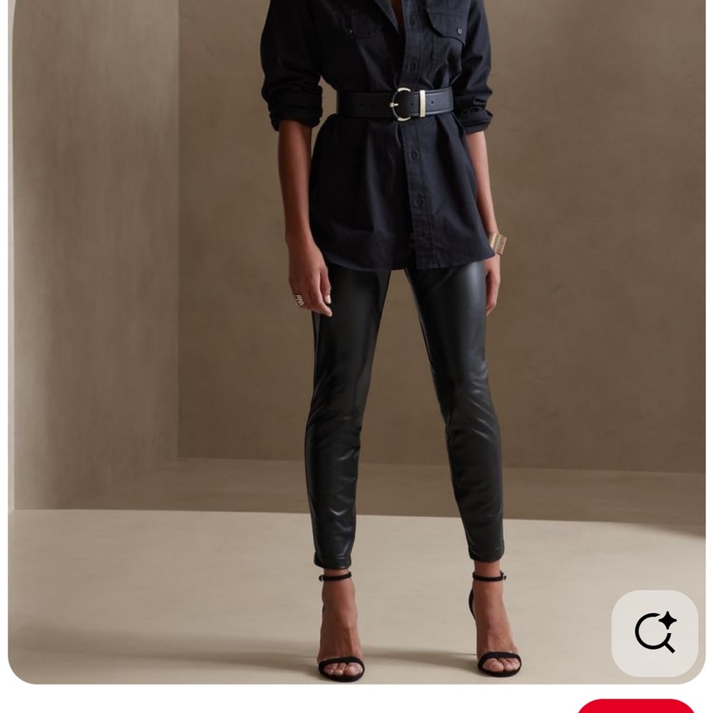 NWT Banana Republic black vegan leather leggings.